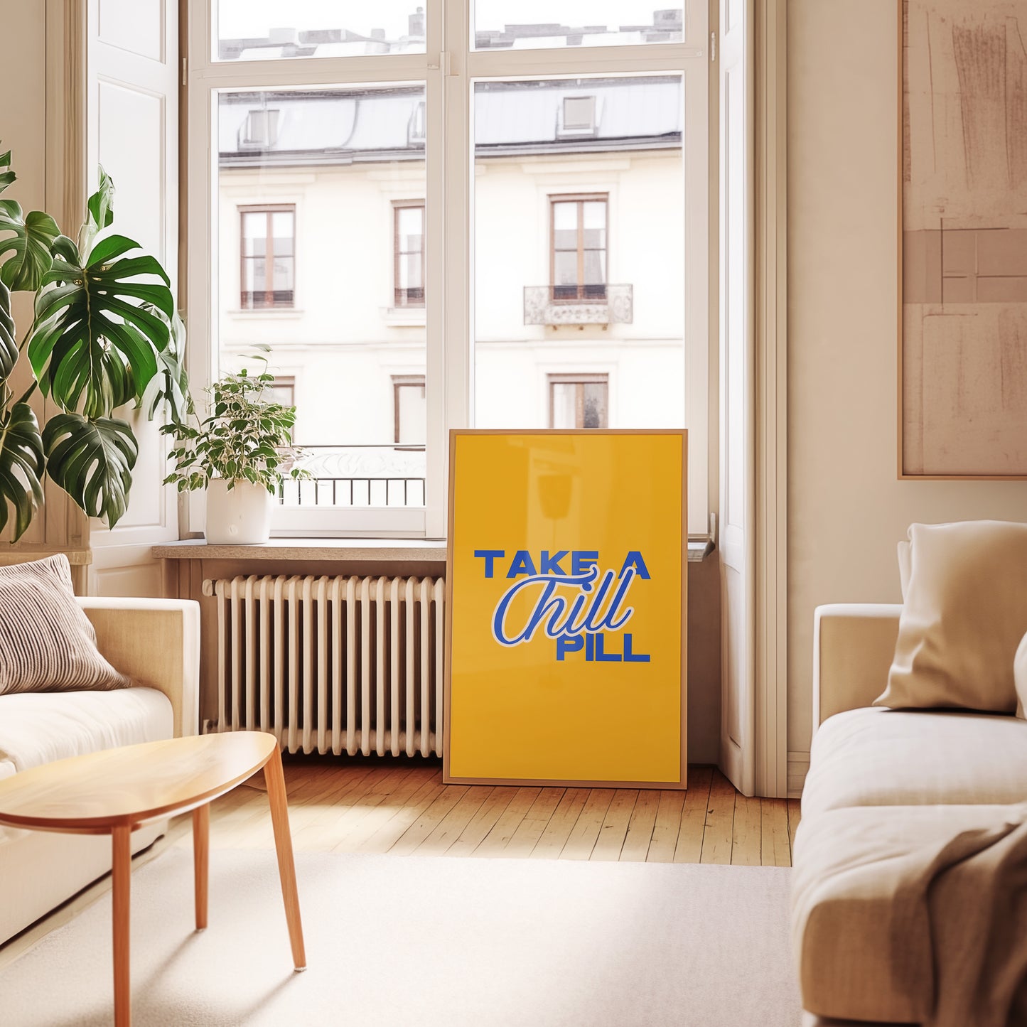 Chill Pill Print - Yellow Blue