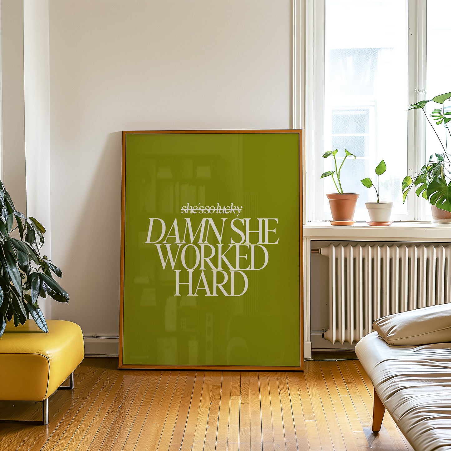 Damn She Worked Hard Print - Olive