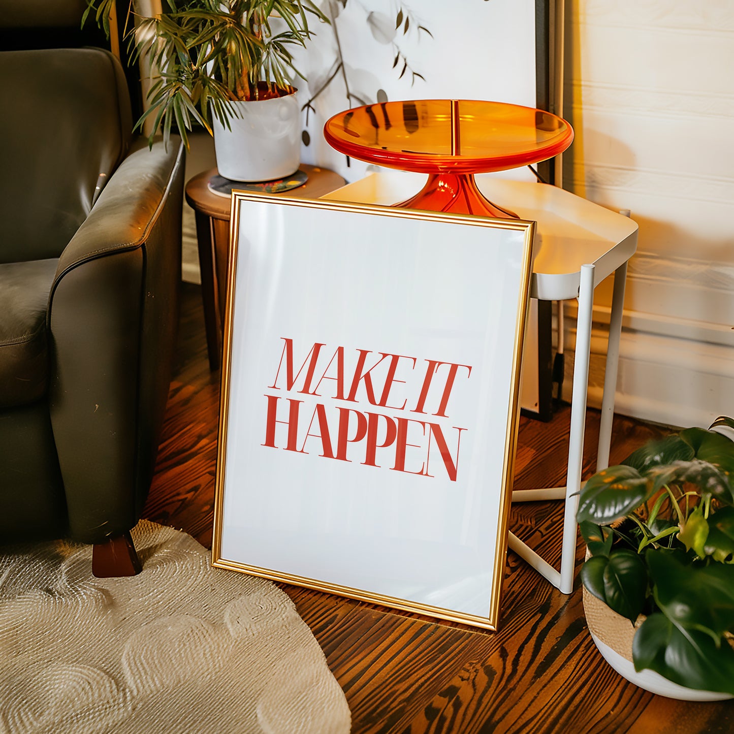 Make It Happen Print - White Red