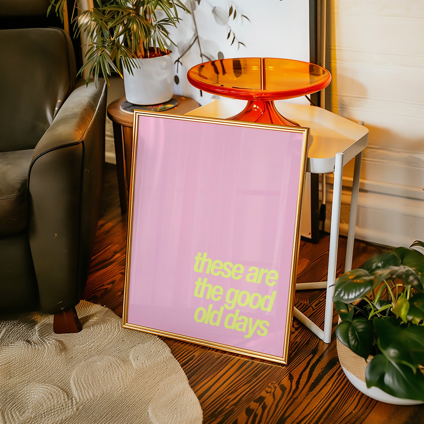The Good Old Days Print - Pink Lime