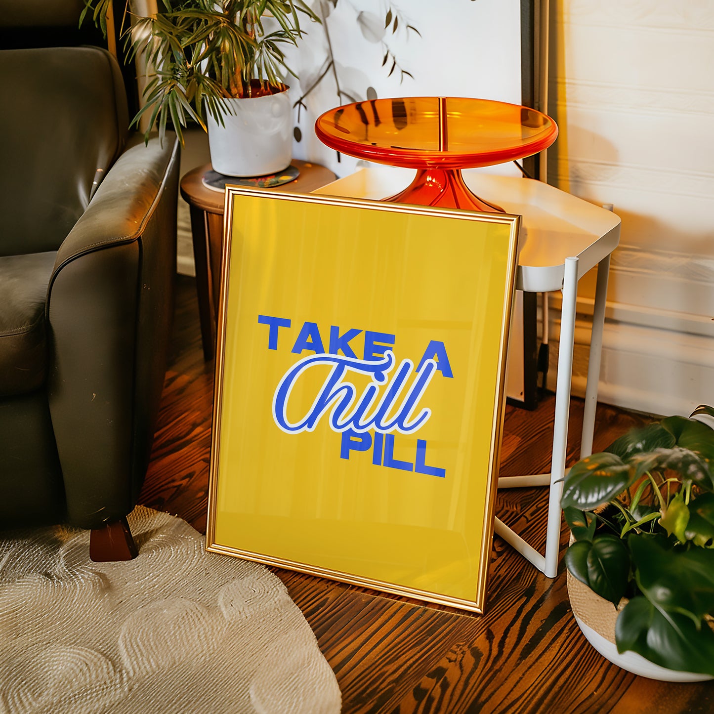 Chill Pill Print - Yellow Blue