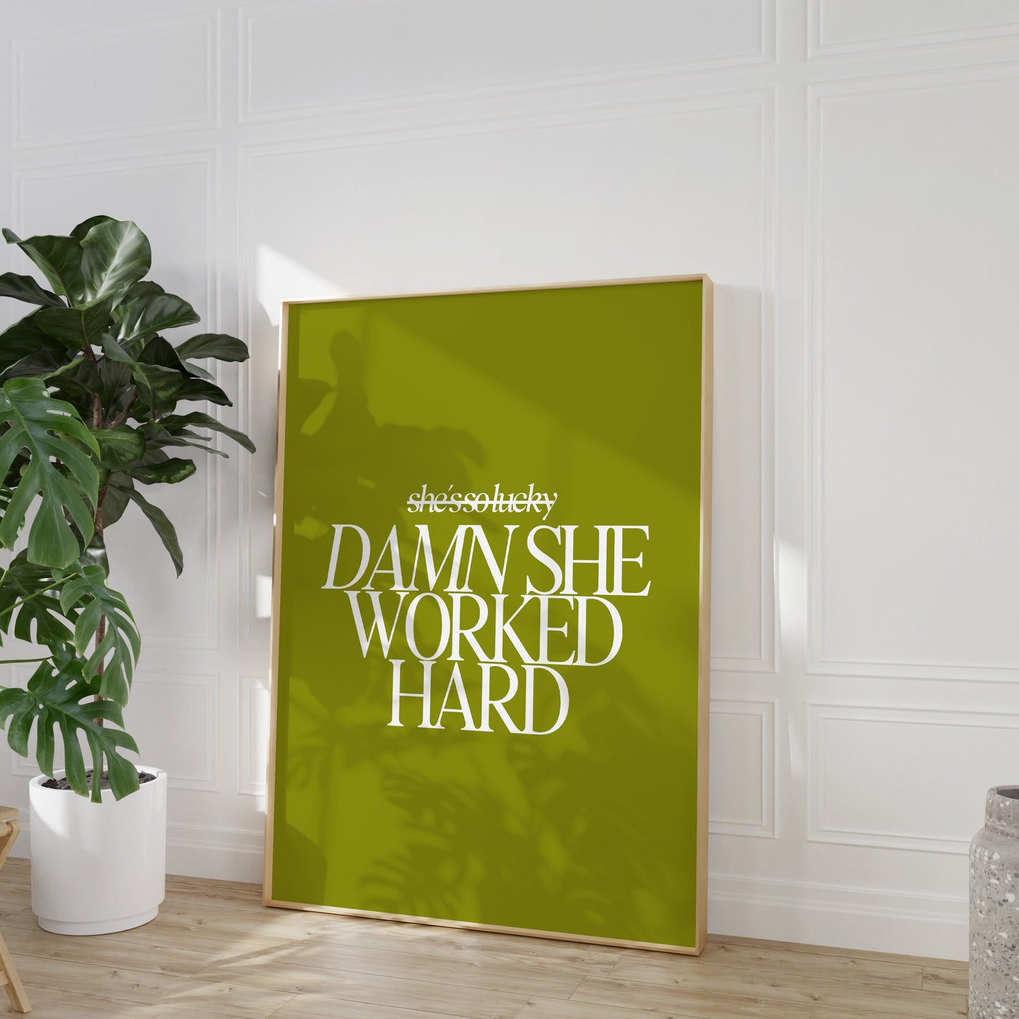 Damn She Worked Hard Print - Olive