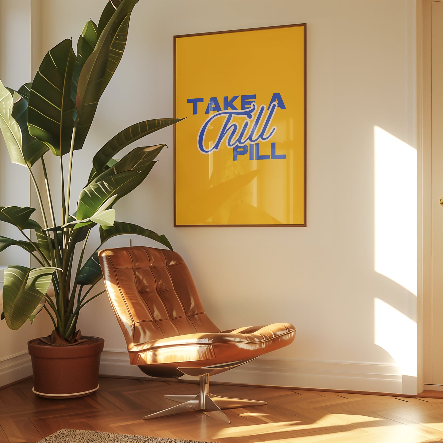 Chill Pill Print - Yellow Blue