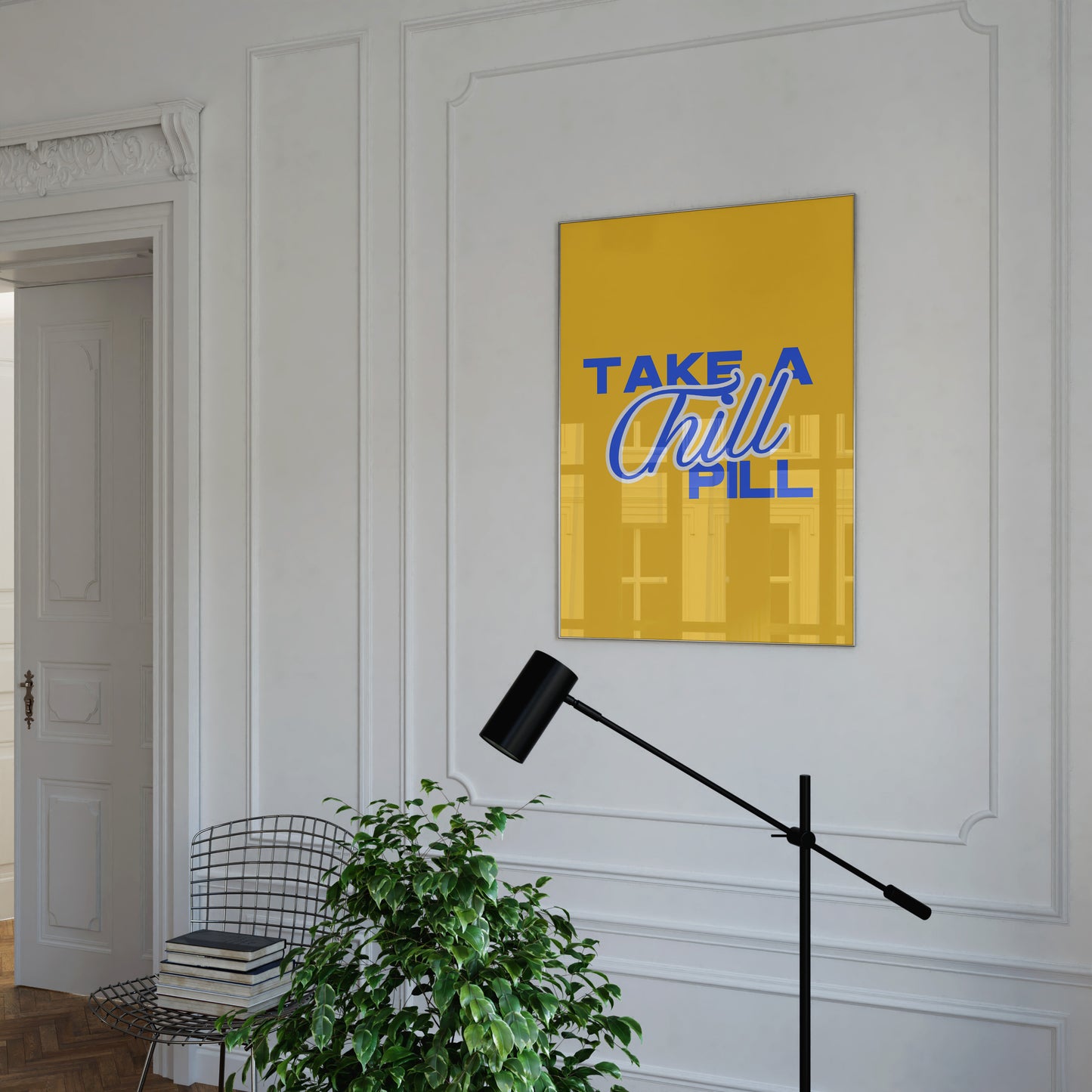 Chill Pill Print - Yellow Blue
