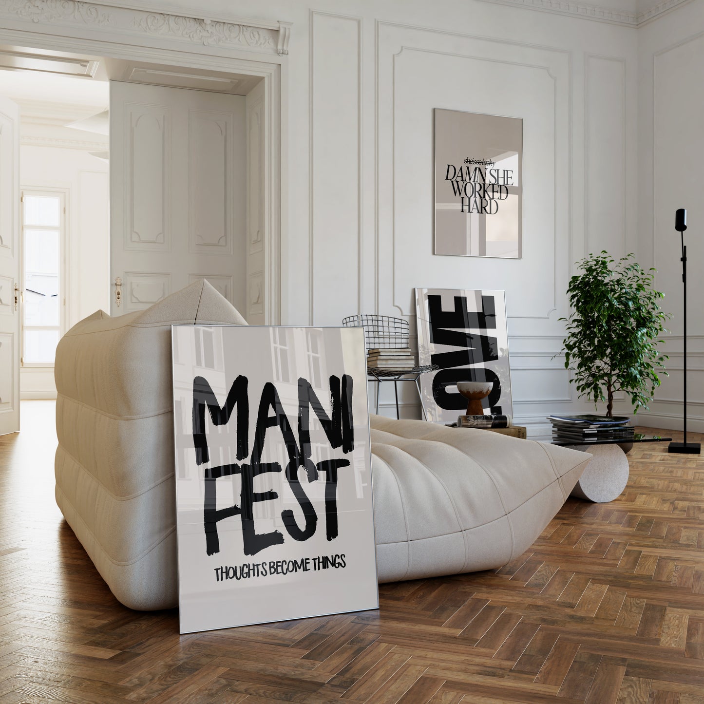 Manifest Print - Beige Black