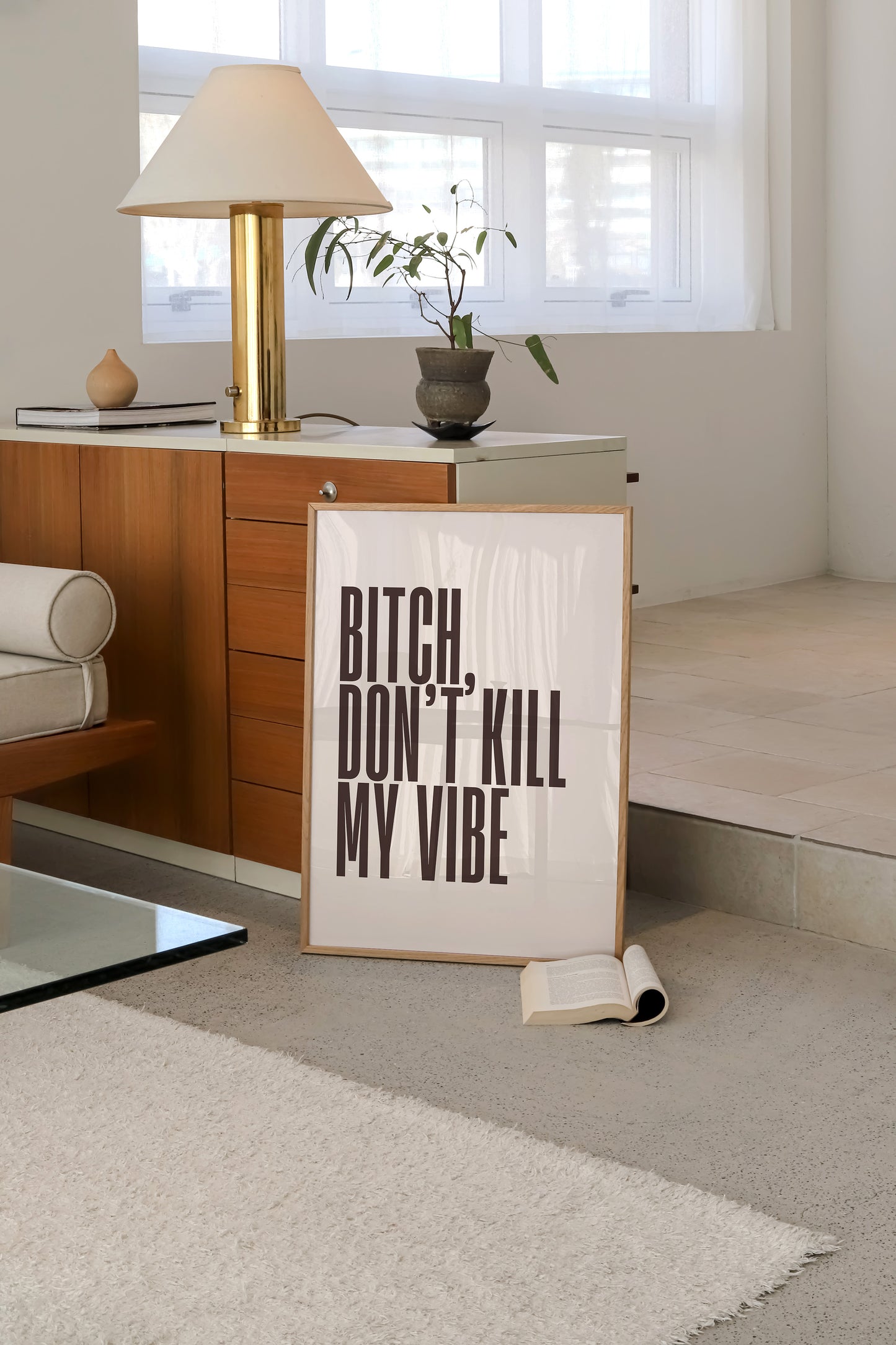 Don't Kill My Vibe Print - Beige Brown