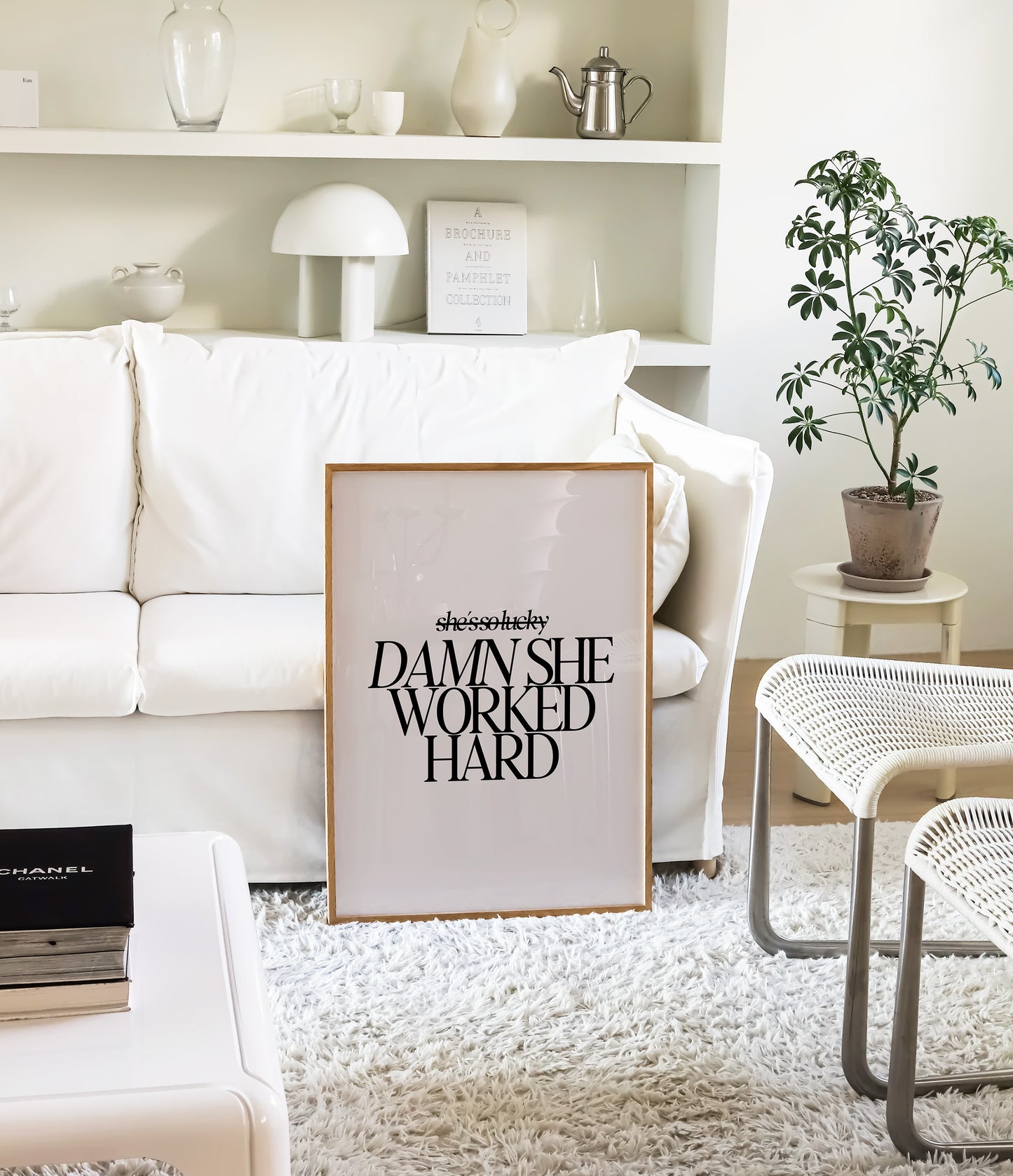 Damn She Worked Hard Print - Beige Black