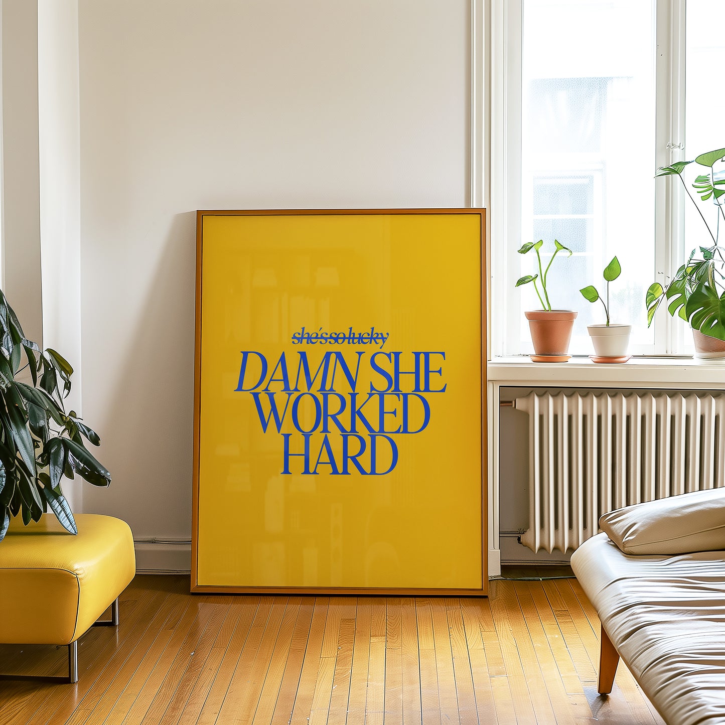 Damn She Worked Hard- Yellow Blue