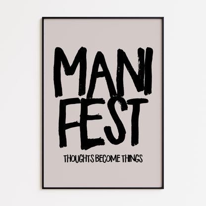 Manifest Print - Beige Black