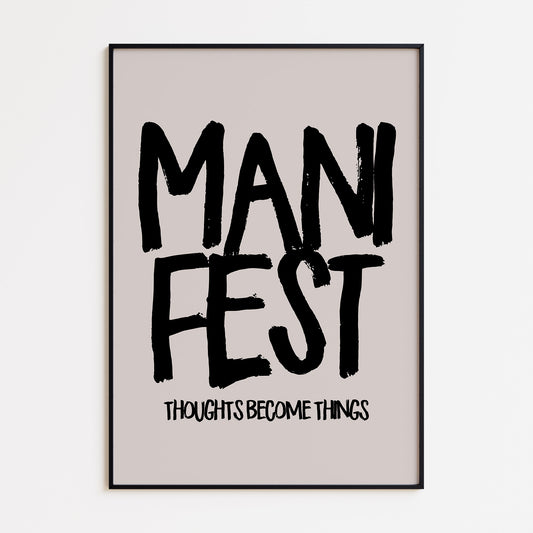 Manifest Print - Beige Black