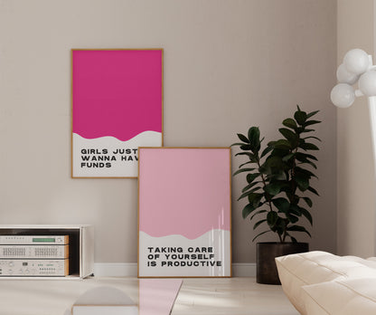 Taking Care Of Yourself Print - Pink